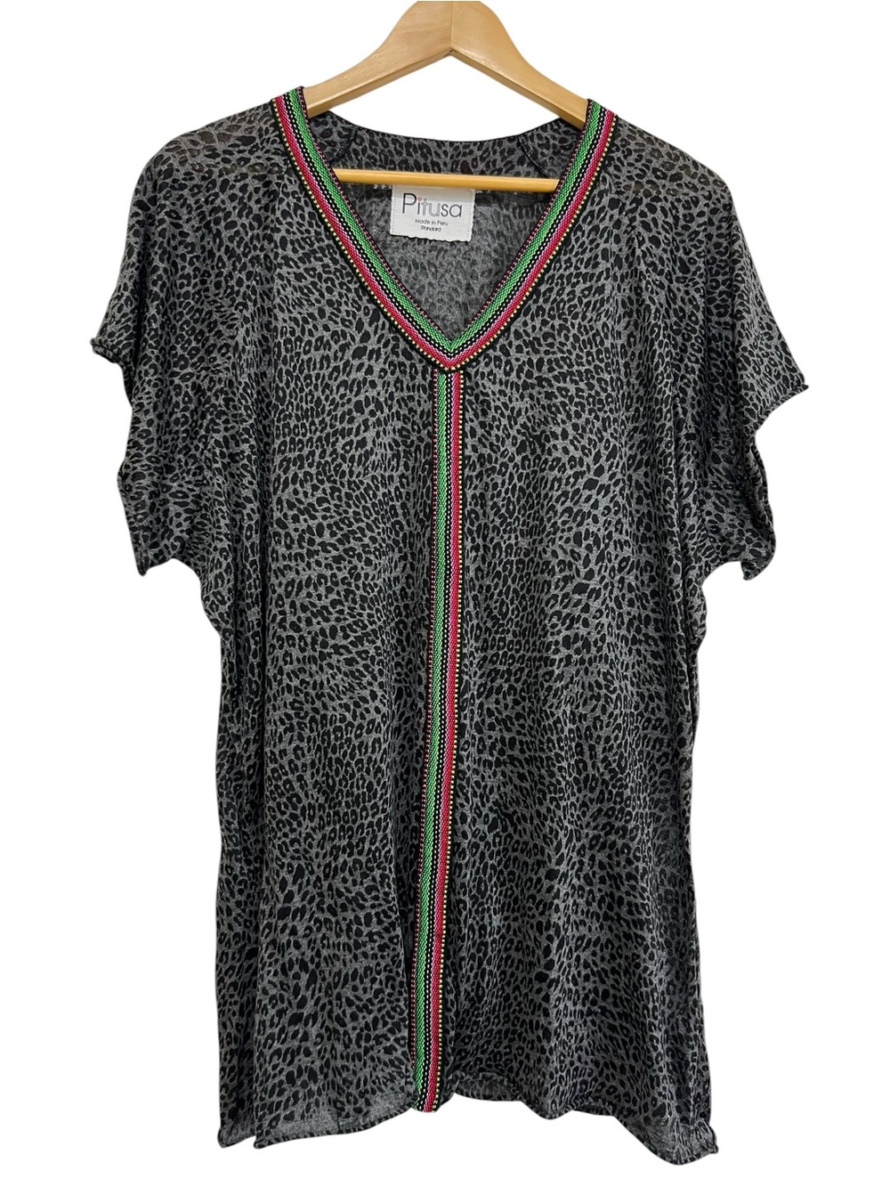 Pitusa Mini Abaya Gray Black Cheetah Print Tunic Coverup Standard